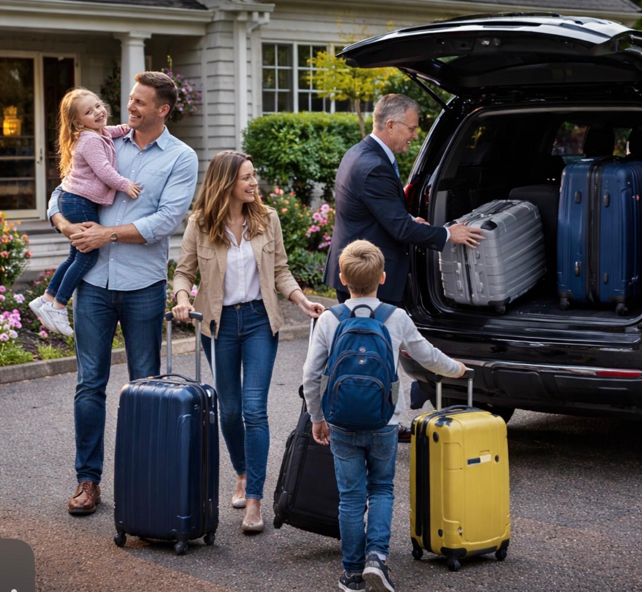 Boston airport car service for families with luggage pickup and drop off at Logan Airport