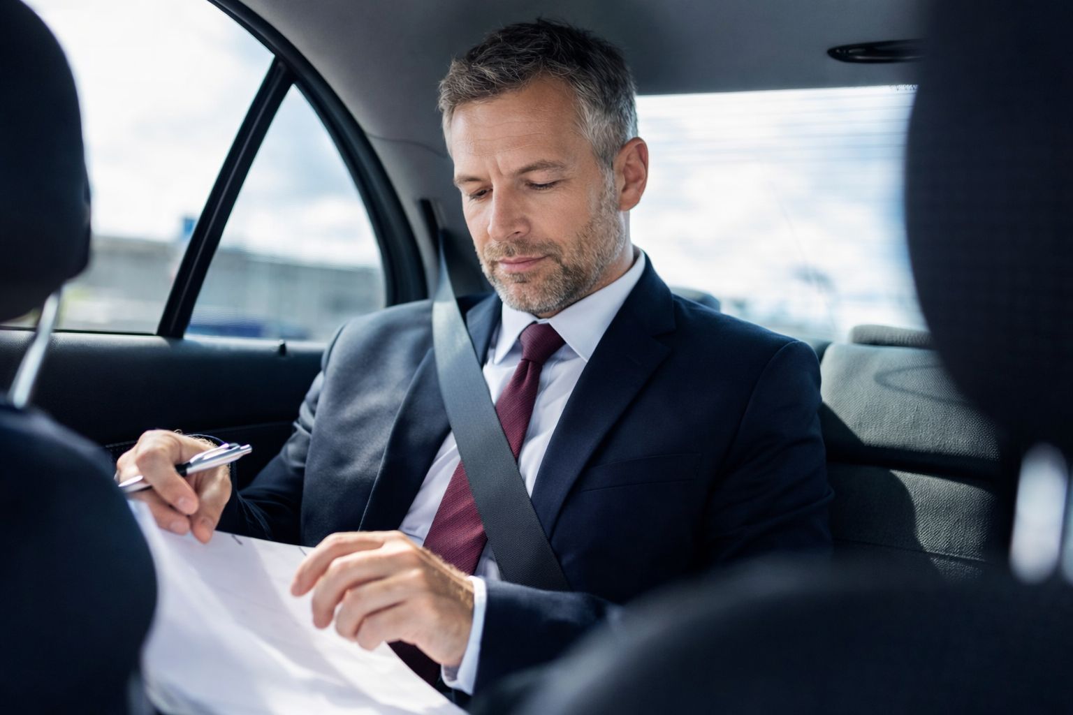 Professional chauffeur greeting executives for corporate transportation in Boston