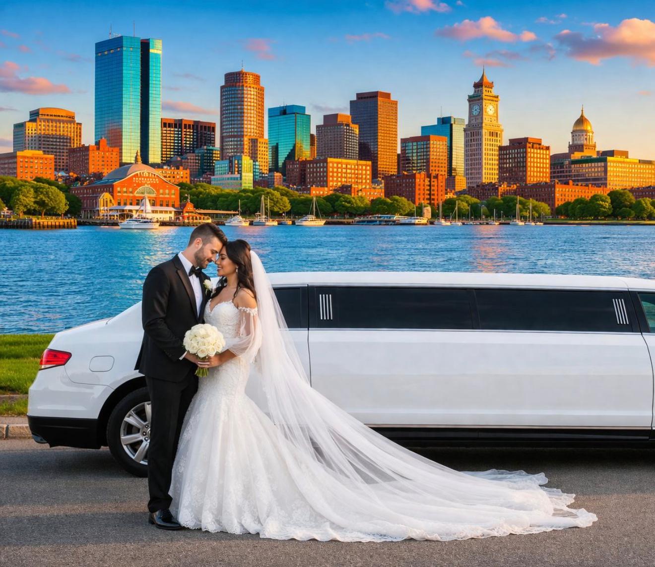 Stretch wedding limousine in Boston MA for wedding transportation